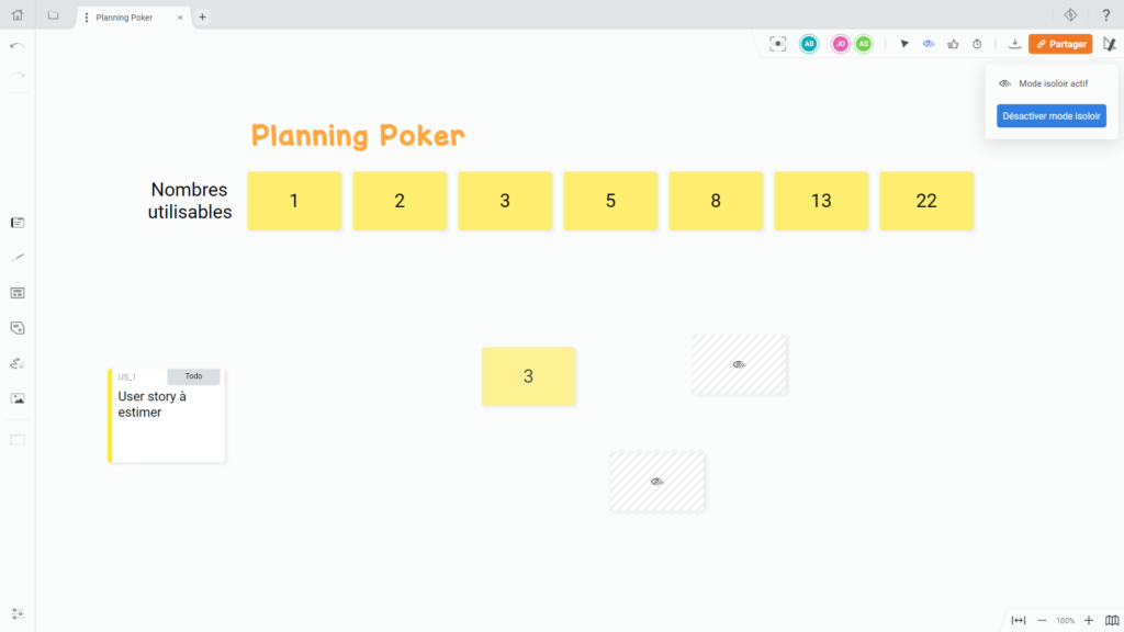 Draft.io - Planning Poker - Round 1 avec mode isoloir